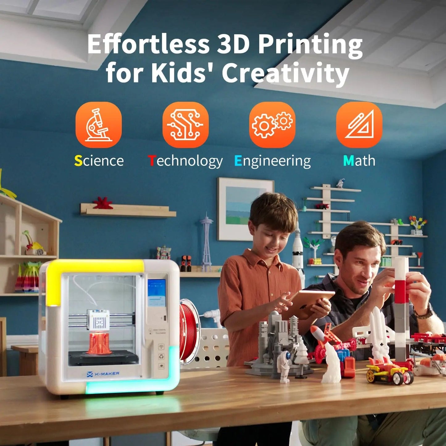 3D Printer for Kids and Beginners, AOSEED X - Maker, Fully Assembled High - Speed 3D Printer with 8 PLA Filament Set, Leveling - Free Bed, Wi - Fi Printing, Silent, High Precision Small 3D Printer with App - North State Signs & Printing
