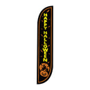 LookOurWay Feather Flag Pole Kit - 12 Feet Tall Advertising Flag Banner with Fiberglass Pole Kit and Ground Spike for Business Promotion - Halloween Flag - Happy Halloween (10M1200086)