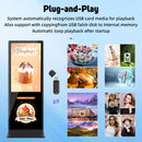 55 inch Indoor Digital Signage 4K UHD LCD Screen IPS Floor Standing Digital Kiosks Interactive Displays with WiFi HDMI/USB Input Auto AD Player, Android OS Black