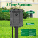Outdoor Power Stake Timer, 100FT Range Remote Control, TiFFCOFiO, Dusk to Dawn Sensor Light Timer, 6FT Extension Cord Waterproof, 6 Grounded Outlets for Outdoor Decorations, ETL Listed