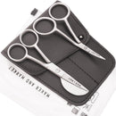 MAKER AND MARKET Small Embroidery 4.5 Inch Scissors Set of 2 Kit - Mini Double Bend Offset Duckbill and Double Bend Long Applique Needlepoint Blade with Pouch Sleeve (Satin)