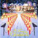 Waterproof Solar Christmas Candy Cane Lights, 24 Pack Upgraded Christmas Pathway Stake Lights Outdoor with 8 Modes, Solar Pathway Makers Lights for Outdoor Yard Walkway Garden Christmas Decorations