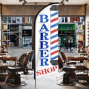 Barber Flag, Barbershop Flags with Pole Kit, Barbershop Flag with Pole Set for Businesses, Advertising Swooper Feather Flag Banner Sign for Barber Shop Business 11FT