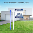 Vinyl PVC Real Estate Sign Posts 6 Feet Tall Realtor Sign Post for Open House and Home for Sale Signs with 36" Arm Holds up to 24" Real Estate Signs White Color Yard Sign Holder