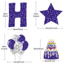 Happy Birthday Yard Signs with Stakes, 16 Inches Birthday Outdoor Lawn Signs, Jetec 18 Pieces, Birthday Cake Balloon Patio Decorations, garden Lawn Decorations for Birthday Party (Purple)