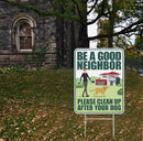 Clean Up After Your Dog Signs 2 Pack 12"x9" with Metal Stake, No Pooping Dog Signs for Yard, Pick Up After Your Dog Signs