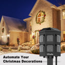 Outdoor Power Stake Timer, 100FT Range Remote Control, TiFFCOFiO, Dusk to Dawn Sensor Light Timer, 6FT Extension Cord Waterproof, 6 Grounded Outlets for Outdoor Decorations, ETL Listed