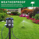 Outdoor Power Stake Timer, 100FT Range Remote Control, TiFFCOFiO, Dusk to Dawn Sensor Light Timer, 6FT Extension Cord Waterproof, 6 Grounded Outlets for Outdoor Decorations, ETL Listed