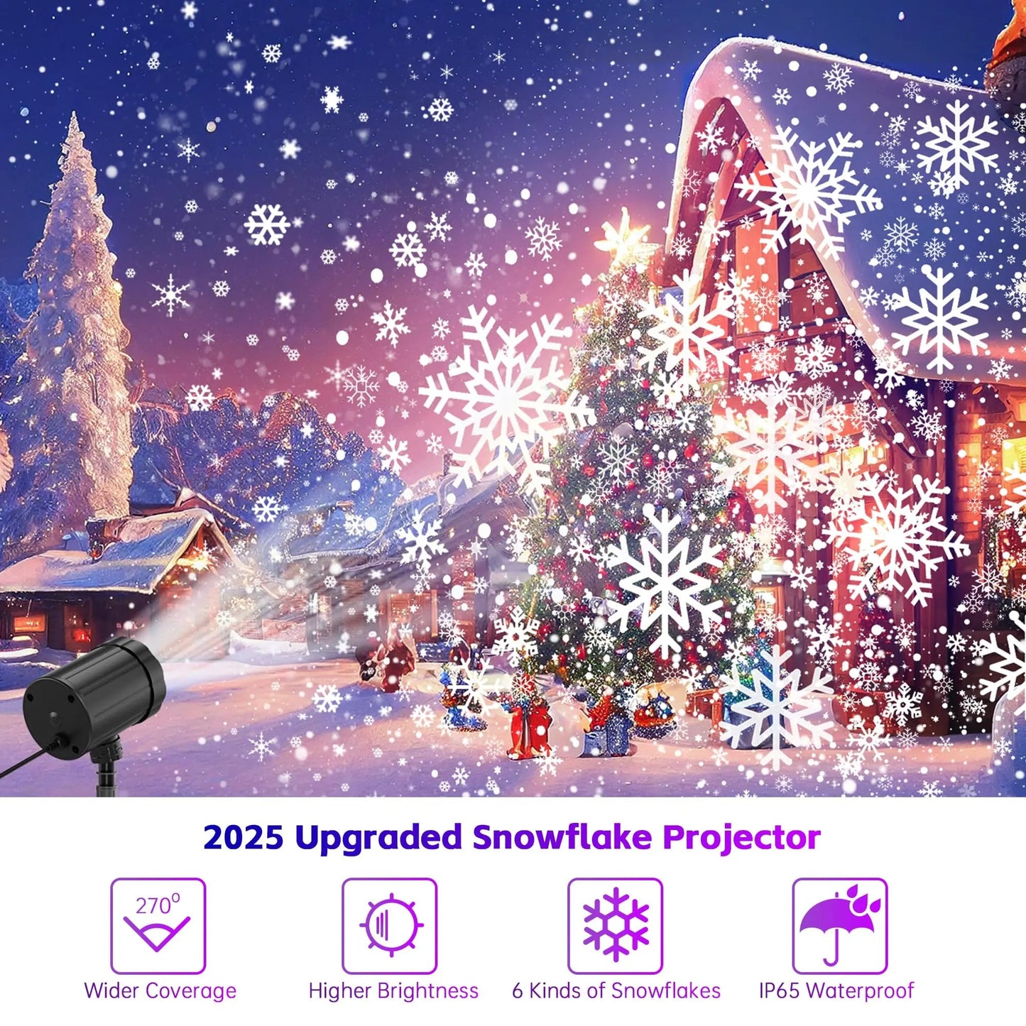 Christmas Projector Lights Outdoor, GUSODOR, Dynamic Snowflake Projector LED Snowfall Lights Waterproof Christmas Projector Lights for Indoor Outdoor Christmas Decoration, Holiday, Wedding, Yard Decor - North State Signs & Printing