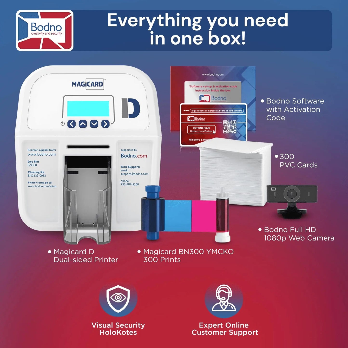 Dual Sided ID Card Printer Bodno Magicard D & Complete Supplies Package ID Software - Bronze Edition - North State Signs & Printing