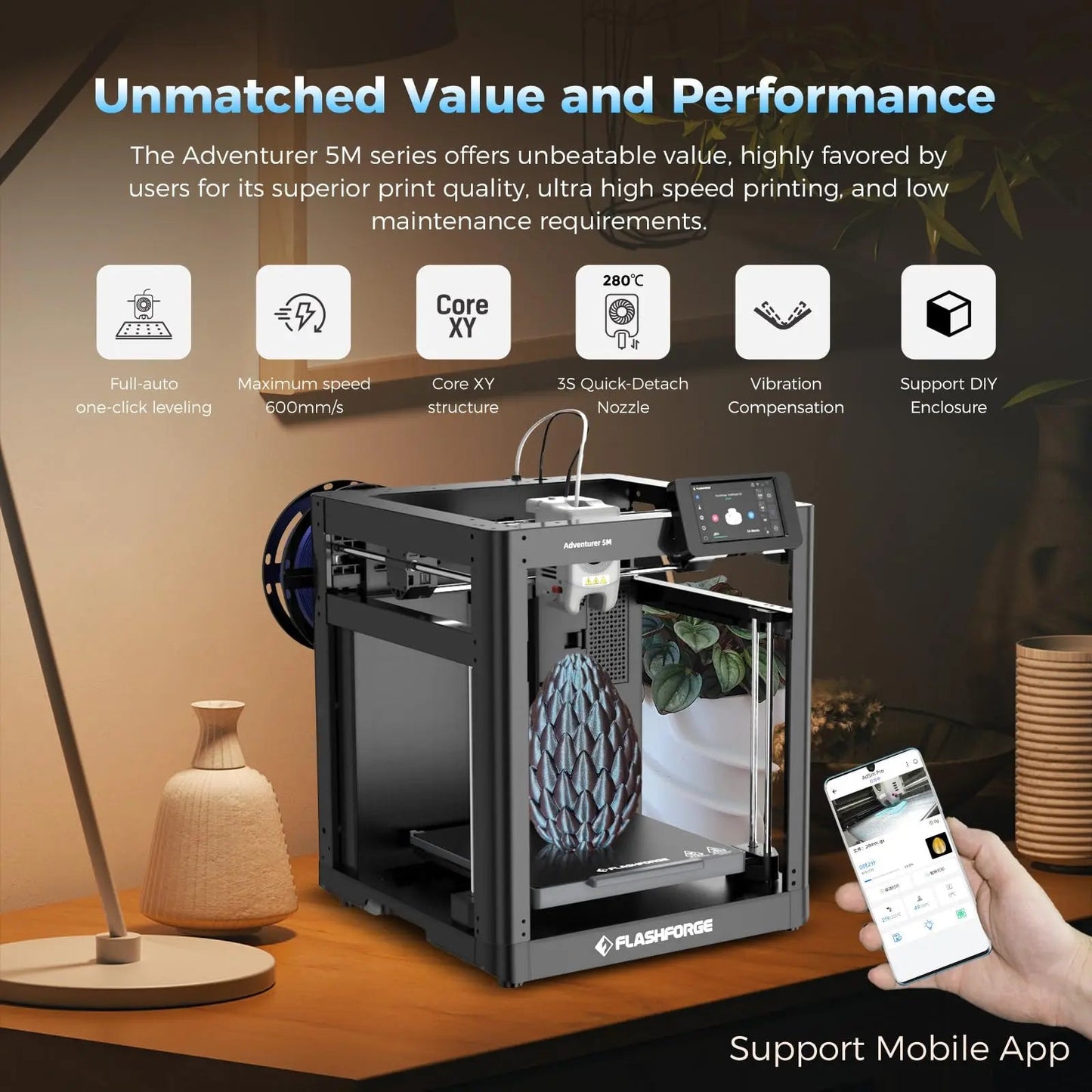 FLASHFORGE Adventurer 5M 3D Printer with Fully Auto Leveling - North State Signs & Printing