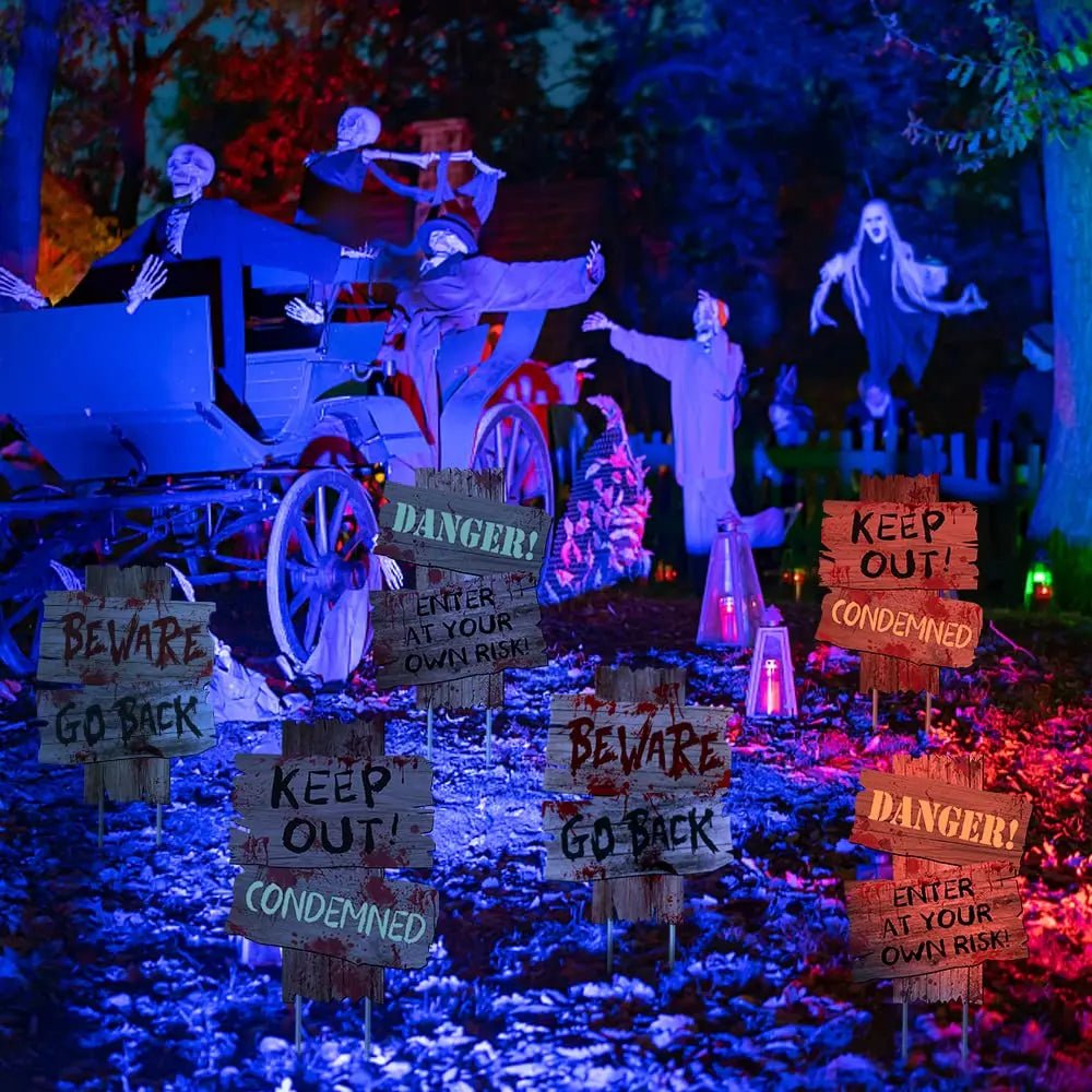 Halloween Decorations Beware Signs Yard Stakes Outdoor Creepy Assorted Warning Sign,Scary Zombie Theme Party Decor Supplies,3 Pieces,12 Inch x 9 Inch GABOSS - North State Signs & Printing