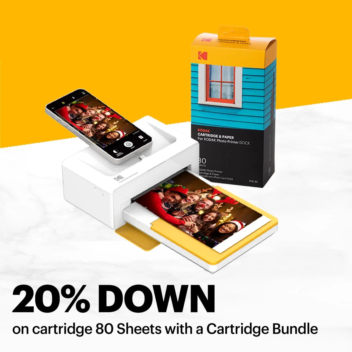 KODAK Photo Printer Dock Plus 4PASS Instant Photo Printer (4x6 inches) + 90 Sheets Bundle - North State Signs & Printing