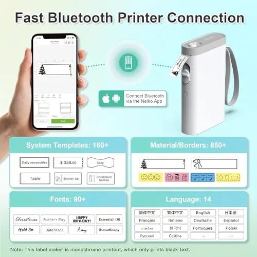 Label Maker Machine with Tape, Nelko, P21 Bluetooth Label Printer, Wireless Mini Label Makers with Multiple Templates for Organizing Office Home, White - North State Signs & Printing