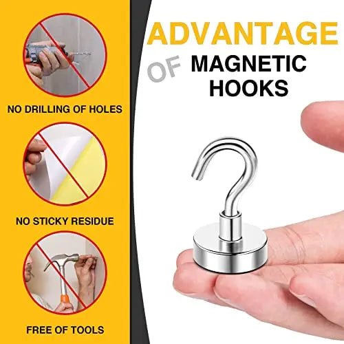 Magnetic Hooks, 30lbs+ Heavy Duty Magnetic Hooks Cruise for Hanging, Super Strong Magnet Hooks for Cruise Cabin, Refrigerator, Classroom, Magnetic Metal Hooks for Grill (Sliver, Pack of 20) - North State Signs & Printing