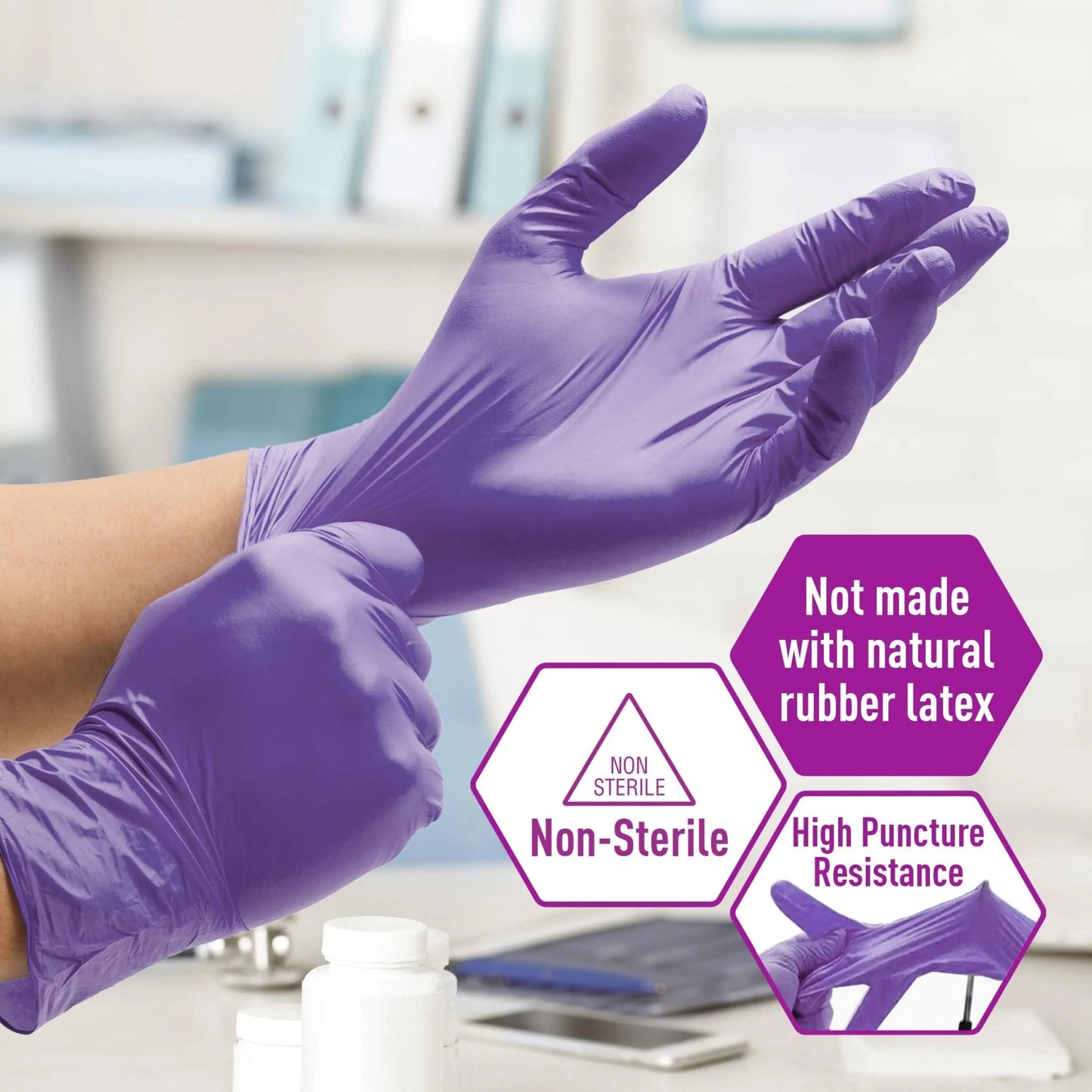 MedPride Powder - Free Nitrile Exam Gloves, Iris Blue, Medium, Box/100 - North State Signs & Printing