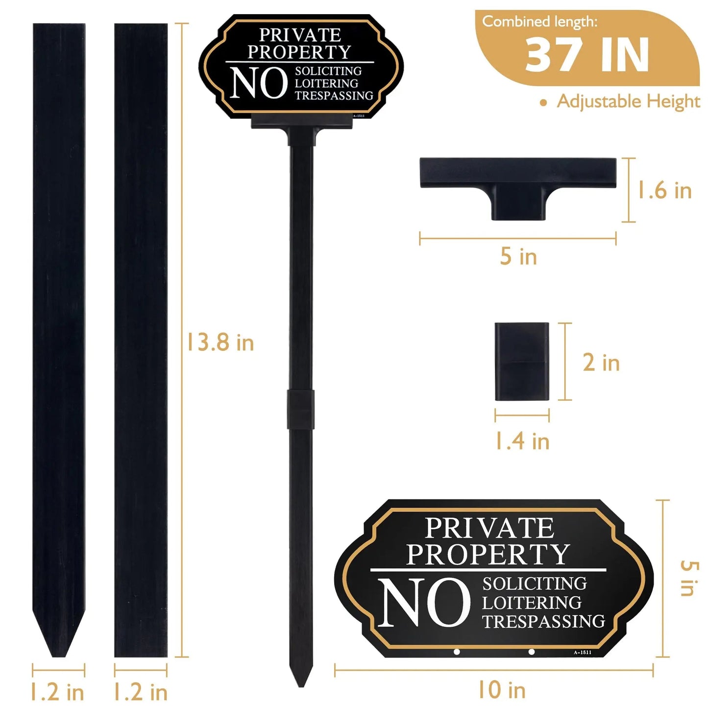 Private Property No Trespassing Sign with Stake, No Soliciting Sign for House 5x10 inch/35 inch High, for Front Door/Lawns/Gardens and Business - North State Signs & Printing