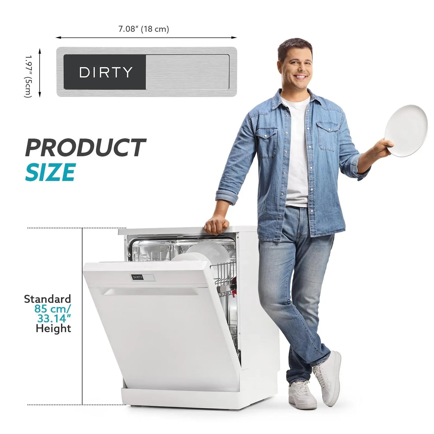 Rimaaiae Dishwasher Magnet Clean Dirty Sign, Strong Magnet Non - Scratch Clean Dirty Magnet for Dishwasher, Easy to Read & Slide - North State Signs & Printing