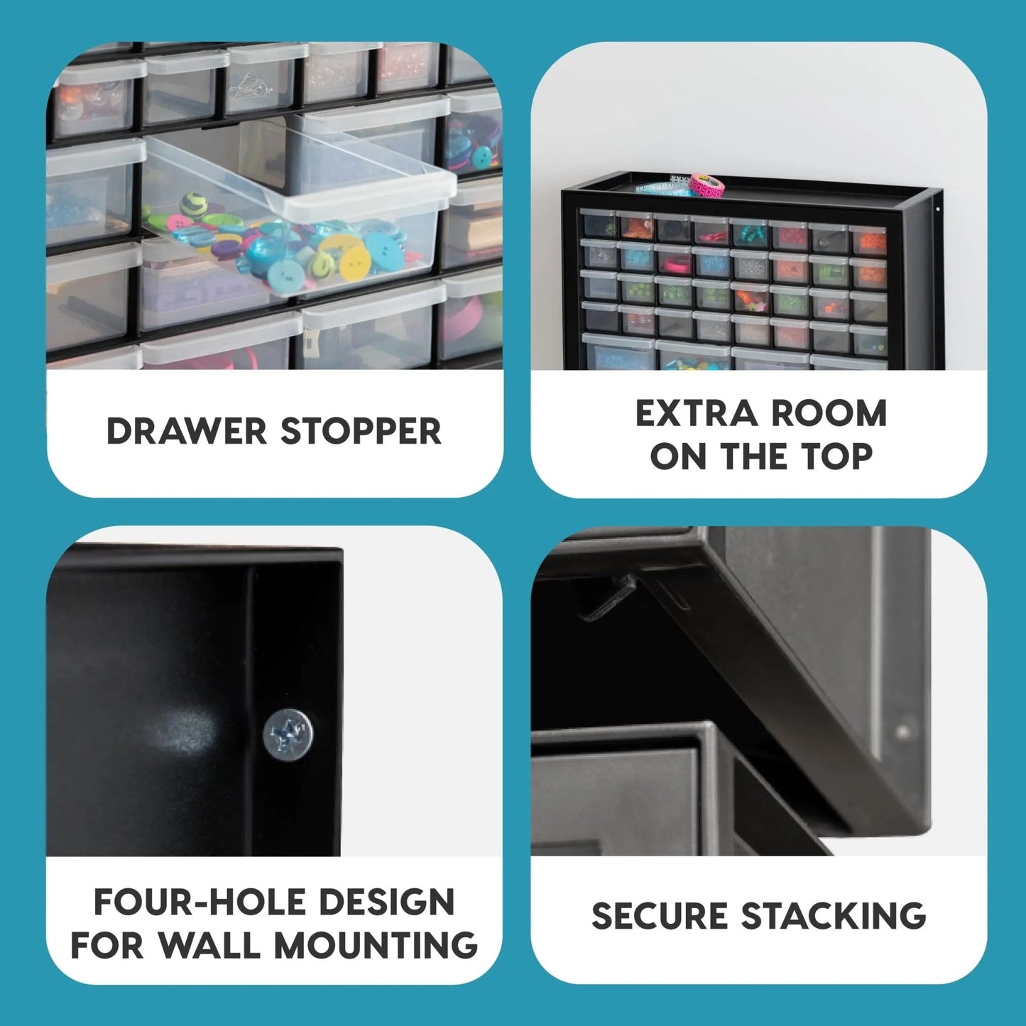 Screw Organizer, Hardware Storage Organizer, IRIS USA, 44 Drawer Parts Cabinet, Plastic Drawer Storage for Hardware Crafts, Small Parts, Nuts and Bolts, Tool Storage, Scrapbook Art Hobby - Black - North State Signs & Printing