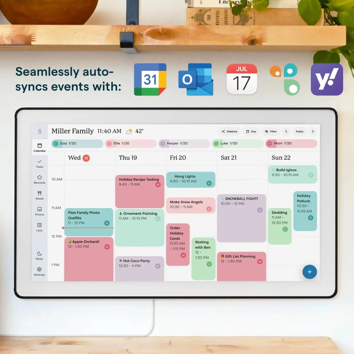 Skylight Calendar Max: 27 - Inch Smart Digital Calendar & Chore Chart, Family Organizer with Interactive Touchscreen Display – Wall Mountable in Portrait or Landscape, Charcoal Shadowbox Frame - North State Signs & Printing