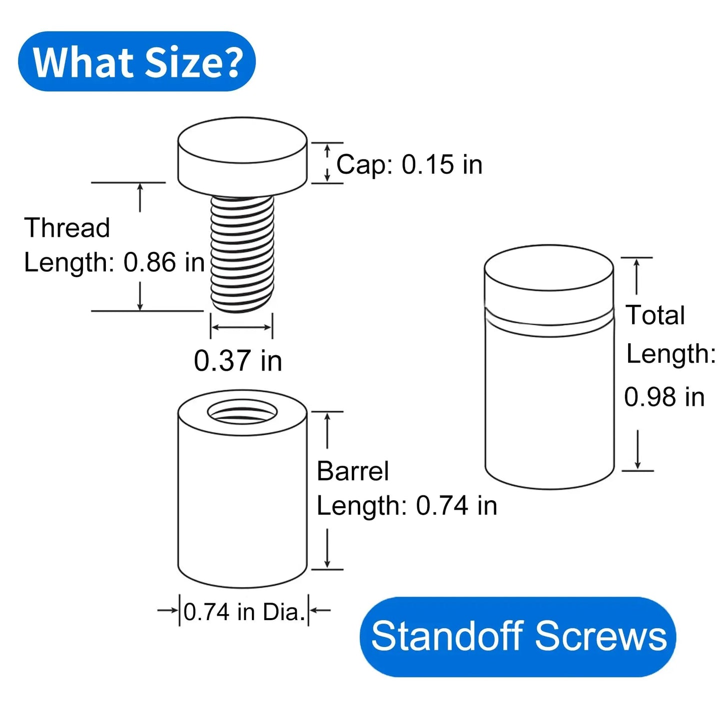 Standoffs 8 Pack Standoff Screws 3/4 x 1 Inch Black Sign Standoffs Stainless Steel Stand Off Wall Mounts for Hanging Acrylic Picture Frame, Advertising Screws Kit - North State Signs & Printing