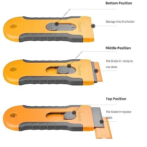 100Pcs Plastic Razor Blade Scraper with Retractable Blade: Without Damaging Surfaces Cleaning Tool for Adhesive Remover, Sticker Remover, Labels, Paint, Work on Cars, Windows, Trucks, Mailboxes - North State Signs & Printing