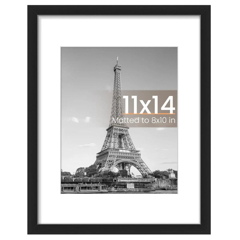 11x14 Picture Frame, Display Pictures upsimples 8x10 with Mat or 11x14 Without Mat, Wall Hanging Photo Frame, Black, 1 Pack - North State Signs & Printing