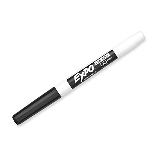 EXPO Low Odor Dry Erase Markers, Fine Tip, Black, 12 Count