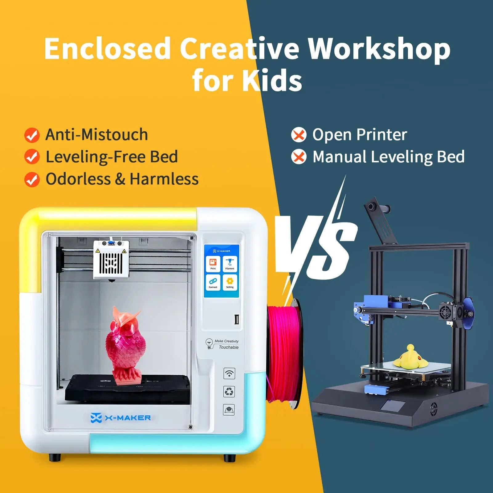 3D Printer for Kids and Beginners, AOSEED X - Maker, Fully Assembled High - Speed 3D Printer with 8 PLA Filament Set, Leveling - Free Bed, Wi - Fi Printing, Silent, High Precision Small 3D Printer with App - North State Signs & Printing