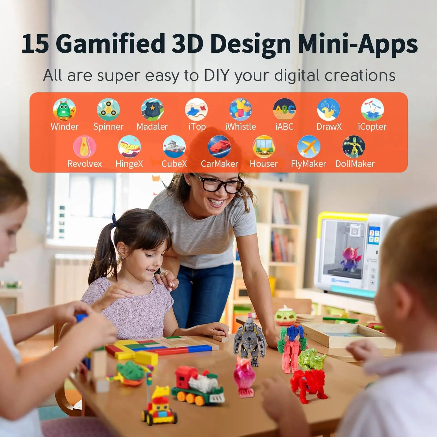3D Printer for Kids and Beginners, AOSEED X - Maker, Fully Assembled High - Speed 3D Printer with 8 PLA Filament Set, Leveling - Free Bed, Wi - Fi Printing, Silent, High Precision Small 3D Printer with App - North State Signs & Printing