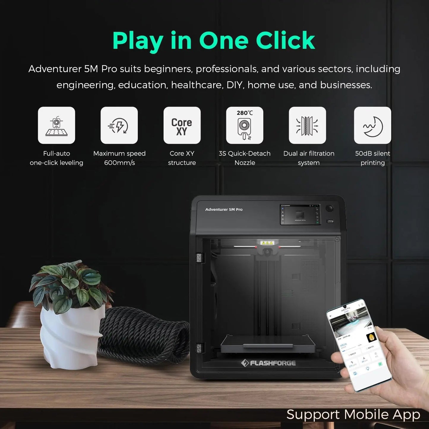 3D Printer with 1 Click Auto Printing System, FLASHFORGE Adventurer 5M Pro - North State Signs & Printing