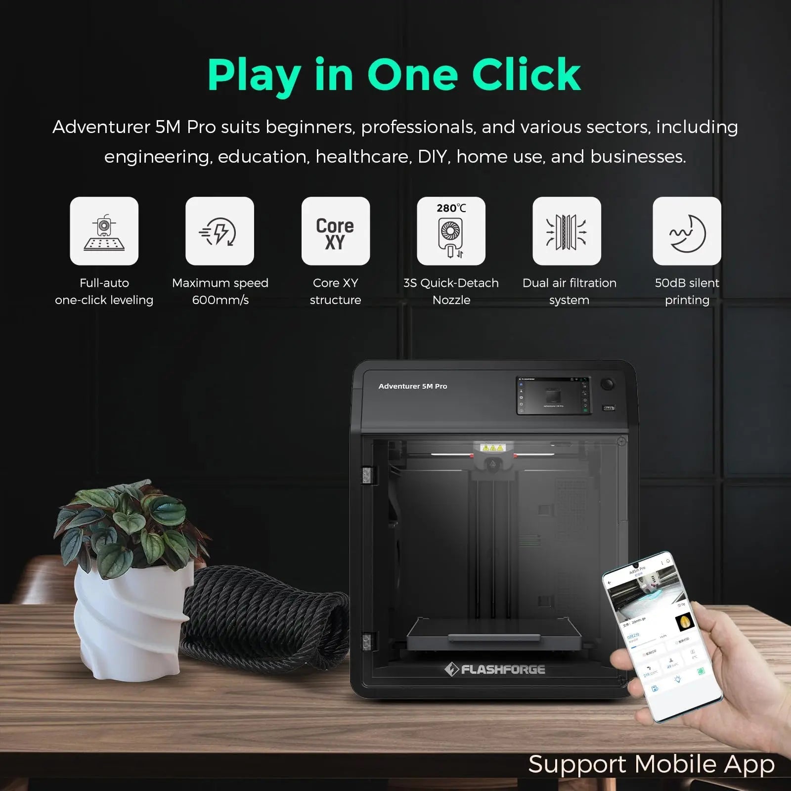3D Printer with 1 Click Auto Printing System, FLASHFORGE Adventurer 5M Pro - North State Signs & Printing