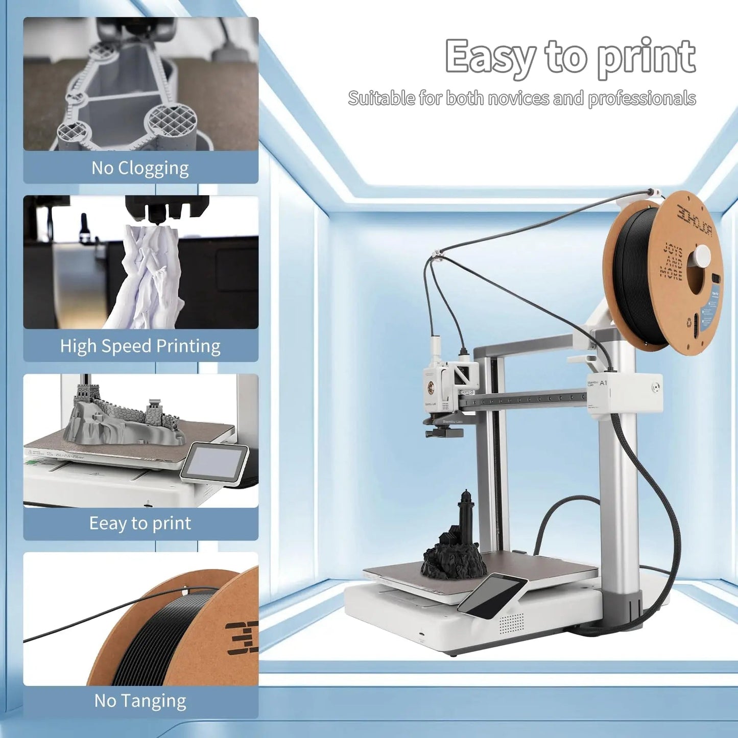 3D Printing Filament High - Speed PLA Filament 1.75mm 300mm/s 1kg Cardboard Spool Dimensional Accuracy +/ - 0.03 mm Fit Most 3D FDM Printer - Black - North State Signs & Printing