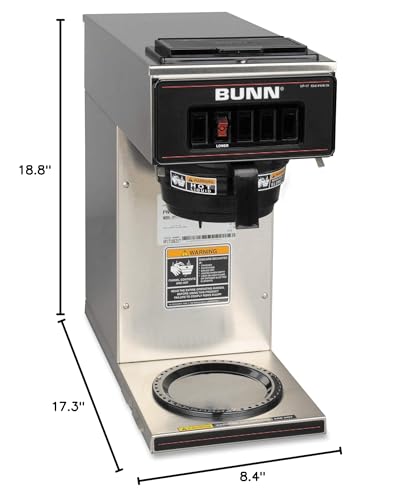 BUNN 13300.0001 VP17-1SS, Pourover Coffee Brewer with 1-Warmer, Coffee Maker, Stainless Steel, Silver, Standard