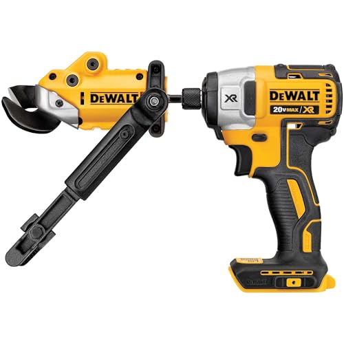 DEWALT Metal Shear/Cutter Drill Attachment, Impact Ready, 360 Degree Pivoting Head, Cuts 18GA Material (DWASHRIR)(Yellow, Black)