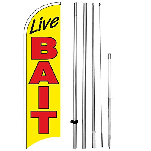 Live Bait Banner Flag Feather Windless Swooper Flag Feather Flag Kit 15 Ft Tall Feather Banner Sign yb-h