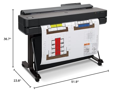 HP DesignJet T650 Large Format 36-inch Plotter Color Printer, Includes 2-Year Warranty Care Pack (5HB10H), Black