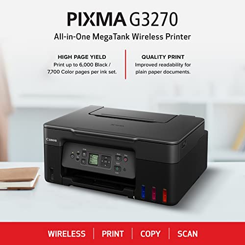 Canon MegaTank G3270 All-in-One Wireless Inkjet Printer. for Home Use, Print, Scan and Copy, Black