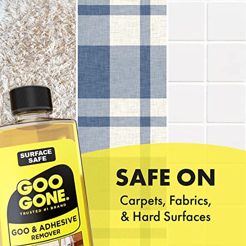 Goo Gone Adhesive Remover - 8 Ounce - Surface Safe Adhesive Remover Safely Removes Stickers Labels Decals Residue Tape Chewing Gum Grease Tar