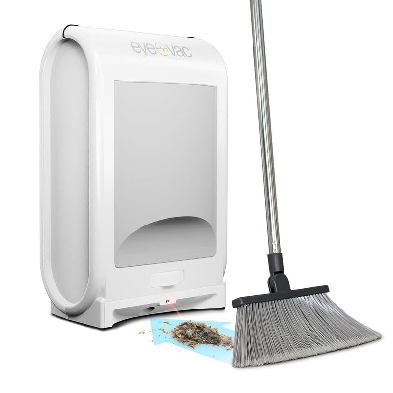 EyeVac Pro Touchless Vacuum, Automatic Dustpan - Ultra Fast & Powerful - Great for Sweeping Salon Pet Hair Food Dirt Kitchen, Corded Canister Vacuum, Bagless, Automatic Sensors, 1400 Watt (White)