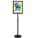 Sign Stand Holder Adjustable Sign Holder Standing Floor Poster Stand for 8.5x11 inches,HUAZI Both Vertical & Horizontal View Displayed,Snap-Open Frame with Round Safety Corner for School Church Business Show,Black