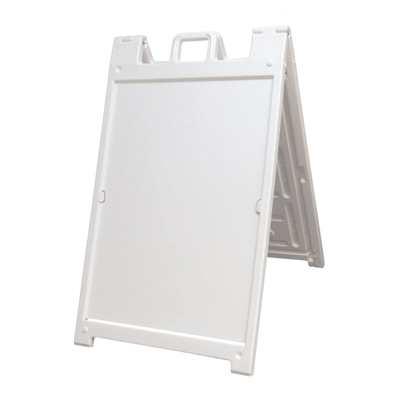 White Plasticade Signicade Deluxe A Frame Sidewalk Curb Sign Portable Folding Double Sided Display with Quick Change System