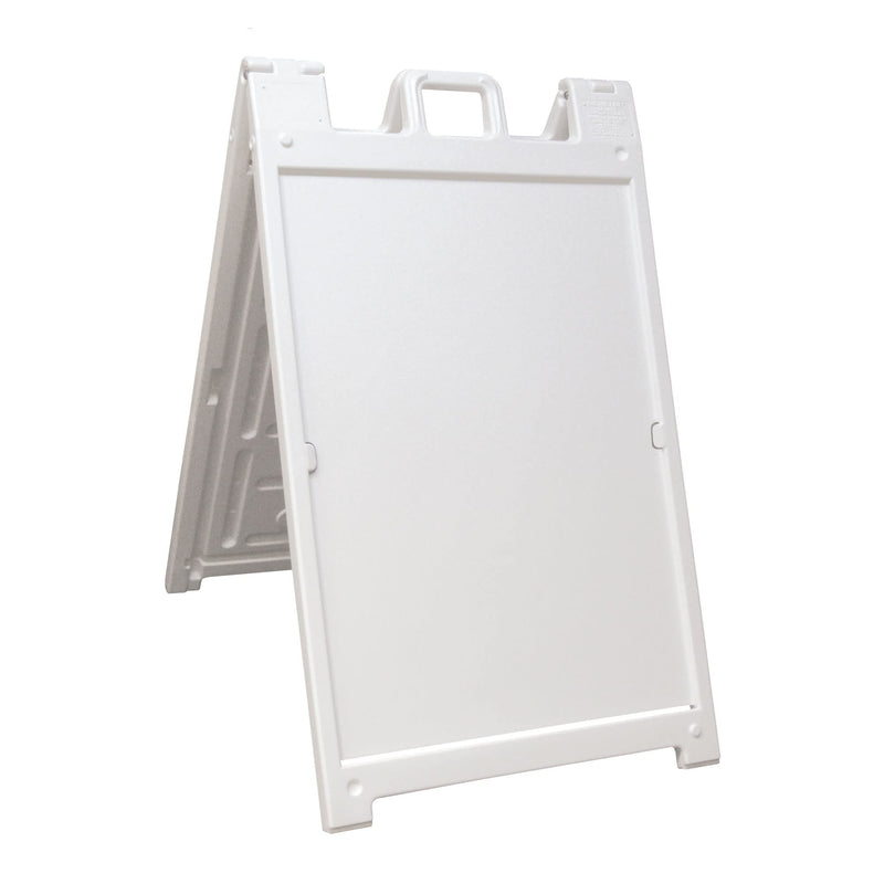 White Plasticade Signicade Deluxe A Frame Sidewalk Curb Sign Portable Folding Double Sided Display with Quick Change System