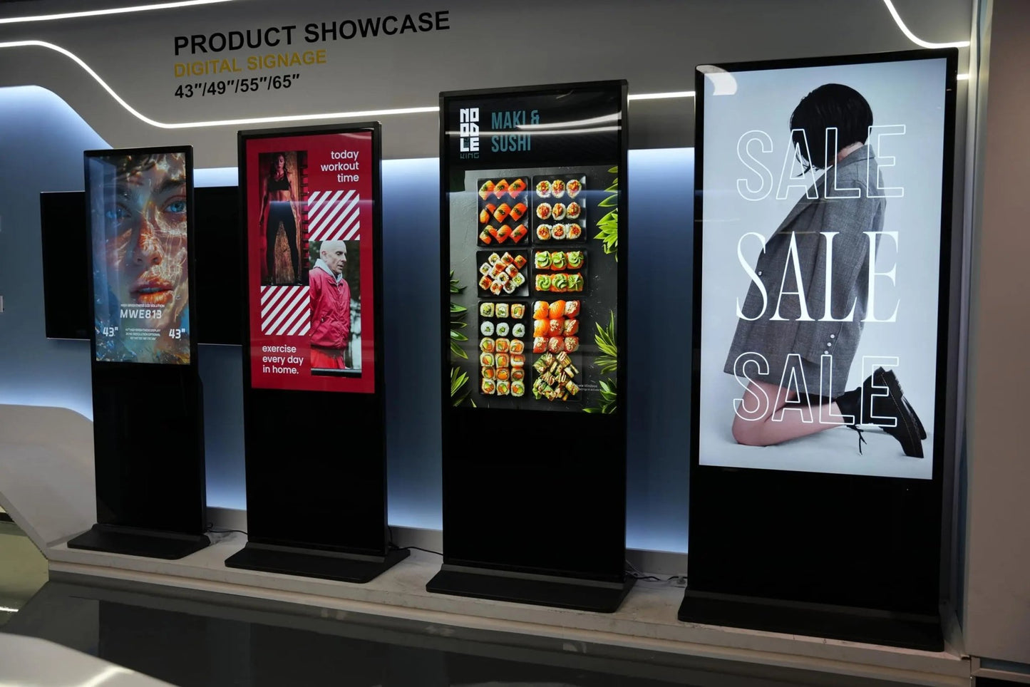 55 inch Indoor Digital Signage 4K UHD LCD Screen IPS Floor Standing Digital Kiosks Interactive Displays with WiFi HDMI/USB Input Auto AD Player, Android OS Black - North State Signs & Printing