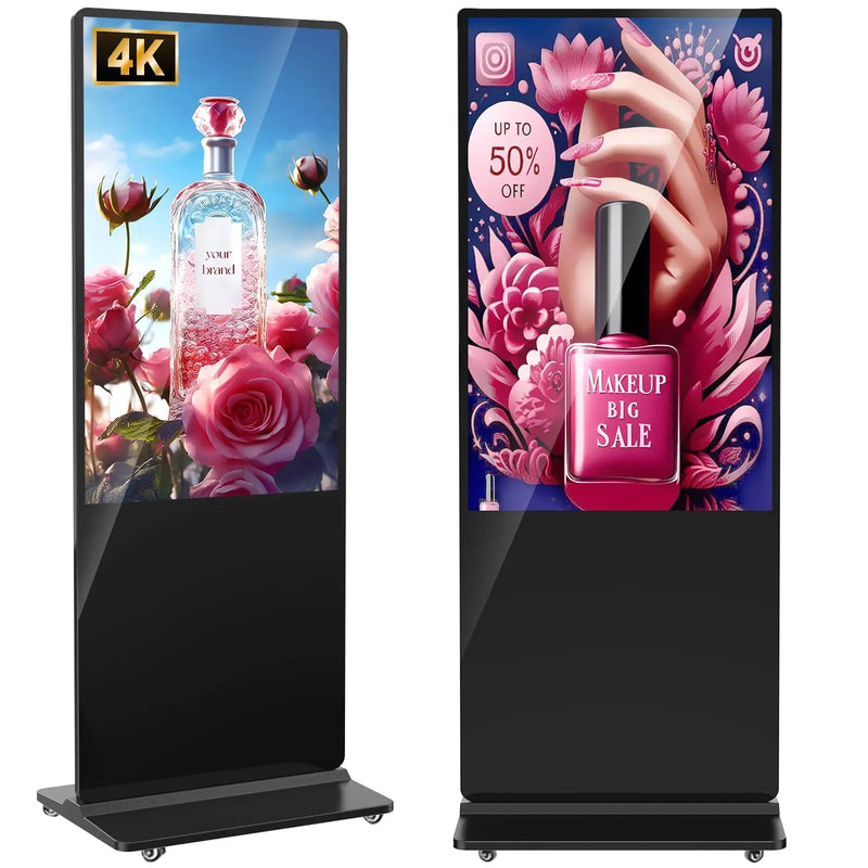 55 inch Indoor Digital Signage 4K UHD LCD Screen IPS Floor Standing Digital Kiosks Interactive Displays with WiFi HDMI/USB Input Auto AD Player, Android OS Black - North State Signs & Printing