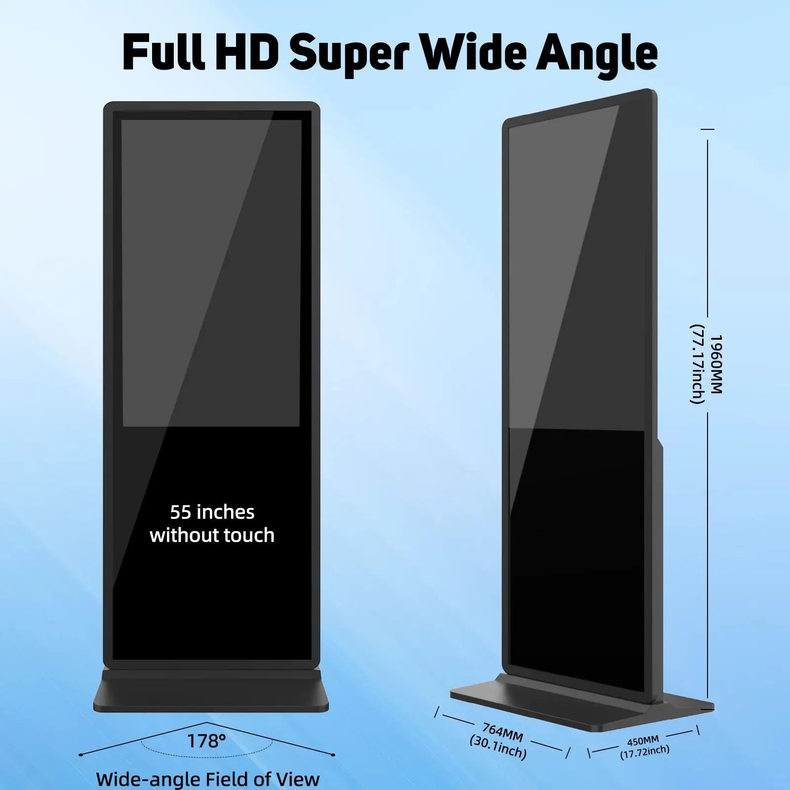 55 inch Indoor Digital Signage 4K UHD LCD Screen IPS Floor Standing Digital Kiosks Interactive Displays with WiFi HDMI/USB Input Auto AD Player, Android OS Black - North State Signs & Printing