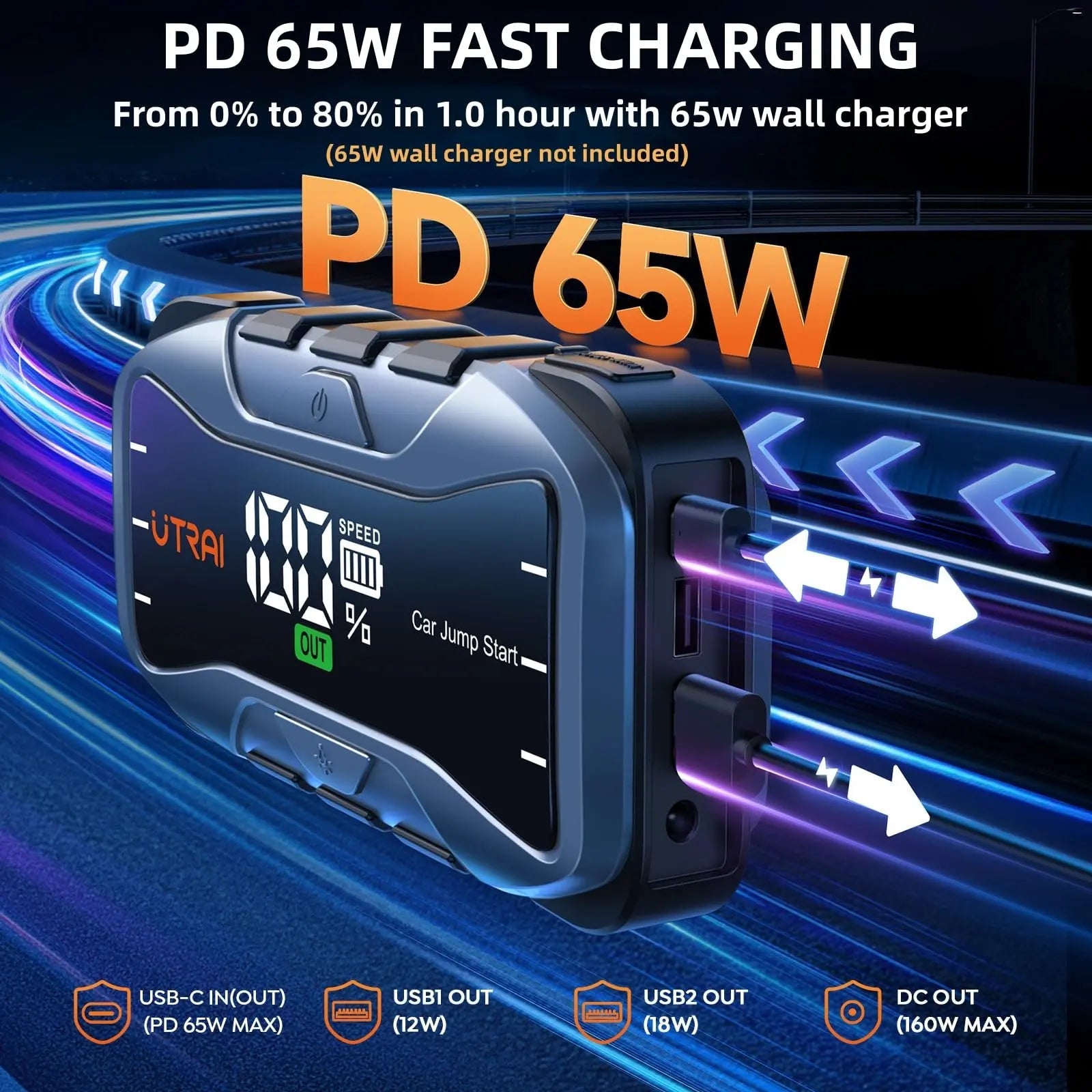 6000A Jump Starter, Battery Jumper Starter Portable,65W Fast Charge 12V Lithium Jump Box,Powerful Auto Battery Booster Pack with LCD Display,Flashlight,Storage Case (All Gas/12L Diesel Engine) - North State Signs & Printing