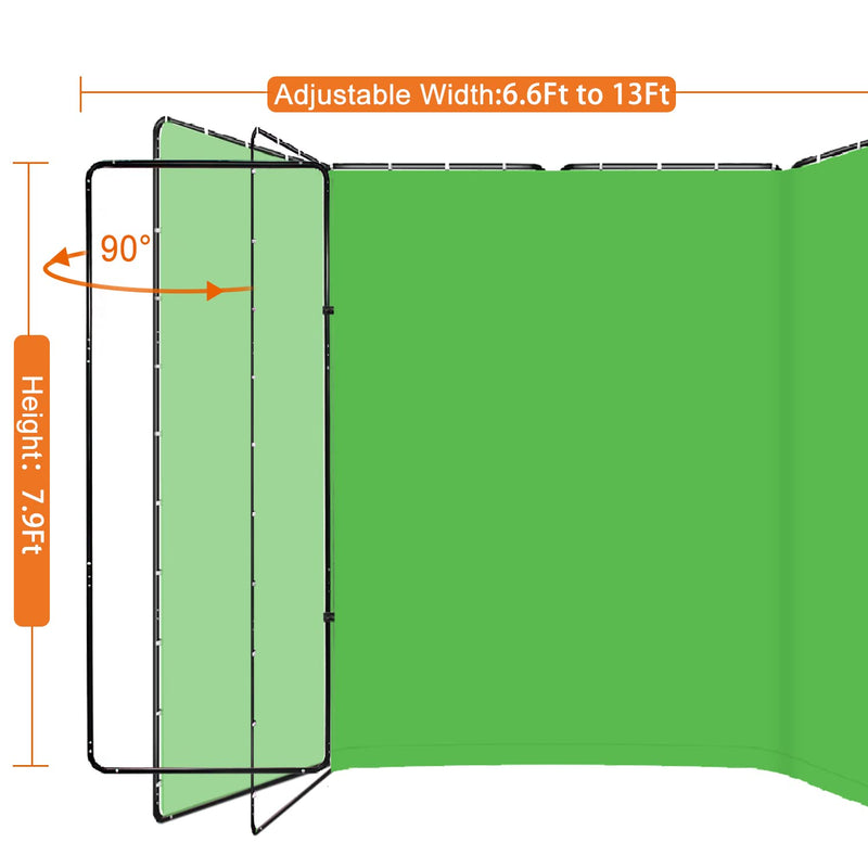 Green Screen Backdrop with Stand, Shirtal 7.87ft x 13.12ft, Large Green Collapsible Backdrop with Heavy Duty Backdrop Stand for Parties, Photography,Photo Studio Video Shooting, Live Streaming,Gaming