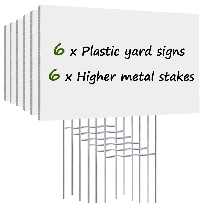 Blank Yard Signs with Stakes, Remiawy 6 Pack Lawn Signs Corrugated Plastic 17x12 Inches Custom Double Sided for Yard Sale Sign Outdoor, Garage Sale, Open House, Estate Sale, Guidepost, Birthday Party