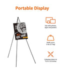 Amazon Basics Easel Display Stand, Instant Floor Poster, Lightweight, Collapsible and Portable with Tripod Base, Black Steel (supports 5 pounds)